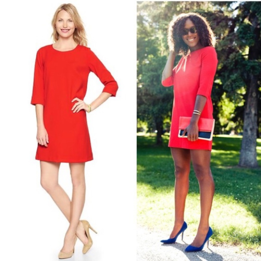 Gap | red 3/4 sleeve shift work dress